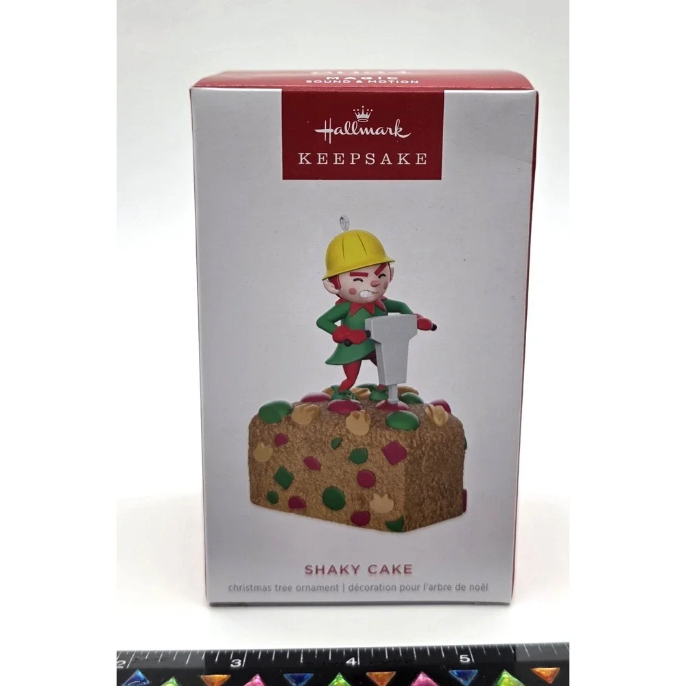 2024 Hallmark Shaky Cake Elf‎ Fruitcake Magic Sound Keepsake Ornament New